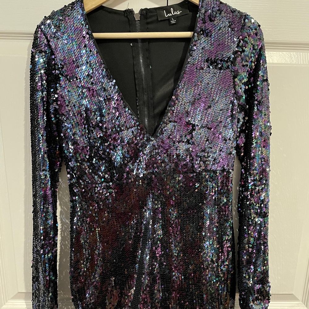 Sequin long sleeve mini party dress